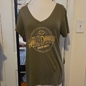 Harley-Davidson Women's Olive V-Neck Tee